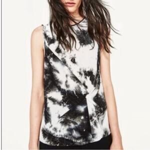 ZARA Top Womens Medium Tie Dye Pleated Twist Alt Edgy Rocker Skater Emo Grunge